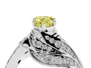 Fancy Yellow Pear Cut Diamond Solitaire Ring Set in Silver with Layered Twist Pavé Band