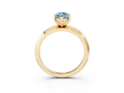 Fancy Blue Marquise Cut Diamond Solitaire Engagement Ring Set in Yellow gold with Flat Band and Prong Setting