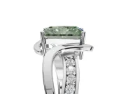 Radiant Cut Bypass Solitaire Engagement Ring Setting for a Fancy Green Lab-Grown Diamond | Pavé Strands | White Gold