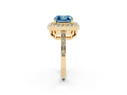 Asscher Cut Halo Engagement Ring Setting for a Fancy Blue Lab-Grown Diamond | Polished Halo Rim | Yellow Gold