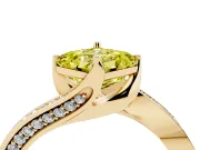 Asscher Cut Bypass Pavé Engagement Ring Setting for a Fancy Yellow Lab-Grown Diamond | Swept Shoulders | Yellow Gold