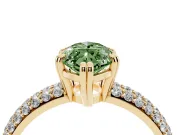 Marquise Three Row Pave Engagement Ring Setting for a Fancy Green Lab-Grown Diamond | Yellow Gold