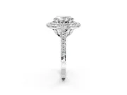 Oval Lab-Grown Diamond Double Halo Statement Ring Set in White Gold with Pavé Band