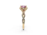 Princess Cut Halo Engagement Ring Setting for a Fancy Pink Lab-Grown Diamond | Yellow Gold - Design NV-24725