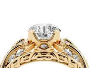 Round Art Deco Graduated Pave Engagement Ring Setting | Split Shank | Yellow Gold