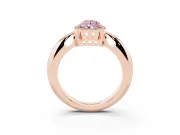 Fancy Pink Pear Cut Diamond Halo Engagement Ring Set in Rose gold with Plain Split Shank and Prong Setting