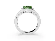 Heart-Shaped Milgrain Halo Engagement Ring Setting for a Fancy Green Lab-Grown Diamond | Split Shank | Sterling Silver