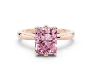 Radiant Cut Tapered Solitaire Engagement Ring Setting for a Fancy Pink Lab-Grown Diamond | Claw Prong Head | Rose Gold