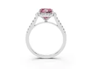 Princess Cut Halo Engagement Ring Setting for a Fancy Pink Lab-Grown Diamond | Pave Shoulders | Platinum