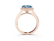 Princess Cut Halo Engagement Ring Setting for a Fancy Blue Lab-Grown Diamond | Plain Polished Band | Rose Gold