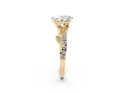 Oval Leaf Pavé Engagement Ring Setting | Leaf Motif Shoulders | Yellow Gold