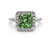 Princess Cut Raised Halo Engagement Ring Setting for a Fancy Green Lab-Grown Diamond | White Gold