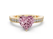 Heart-Shaped Vintage Pavé Engagement Ring Setting for a Fancy Pink Lab-Grown Diamond | Yellow Gold