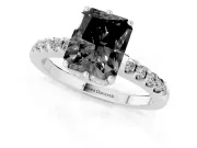 Radiant Cut Hidden Halo Engagement Ring Setting for a Black Center | Platinum