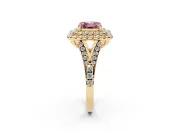 Asscher Cut Halo Split Shank Engagement Ring Setting for a Fancy Pink Lab-Grown Diamond | Pavé Strands | Yellow Gold