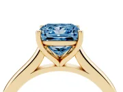 Princess Cut Cathedral Engagement Ring Setting for a Fancy Blue Lab-Grown Diamond | Yellow Gold