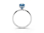 Fancy Blue Radiant Cut Diamond Solitaire Engagement Ring Set in Silver with Prong Setting and Polished Band