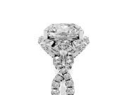 Cushion Cut Diamond Halo Twist Band Solitaire Ring Set in Platinum with Prong-Set Center Stone