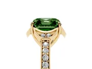 Asscher Cut Floral Pavé Engagement Ring Setting for a Fancy Green Lab-Grown Diamond | Yellow Gold