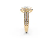Princess Cut Large Accent Halo Engagement Ring Setting | Graduated Pavé | Yellow Gold