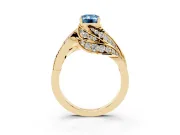 Emerald Cut Bypass Hidden Halo Engagement Ring Setting for a Fancy Blue Lab-Grown Diamond | Graduated Pavé | Yellow Gold