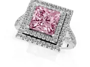 Princess Cut Halo Engagement Ring Setting for a Fancy Pink Lab-Grown Diamond | White Gold - Design NV-24799