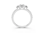 Emerald Cut Three Stone Engagement Ring Setting | Pave Shoulders | Sterling Silver