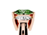 Oval Channel-Set Three Stone Engagement Ring Setting for a Fancy Green Lab-Grown Diamond | Rose Gold