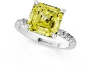 Asscher Cut Petite Pavé Solitaire Engagement Ring Setting for a Fancy Yellow Lab-Grown Diamond | Slim Band | Platinum