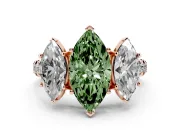 Marquise Three Stone Engagement Ring Setting for a Fancy Green Lab-Grown Diamond | Accented Shoulders | Rose Gold