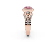 Asscher Cut Halo Split Shank Engagement Ring Setting for a Fancy Pink Lab-Grown Diamond | Round Side Stones | Rose Gold