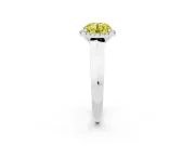 Fancy Yellow Round Cut Diamond Halo Ring Set in Silver with Cathedral Band and Prong Setting