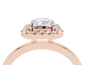 Emerald Cut Thin Halo Engagement Ring Setting | Plain Polished Band | Rose Gold