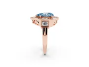 Fancy Blue Pear Cut Diamond Milgrain Halo Ring Set in Rose gold with Split Shank
