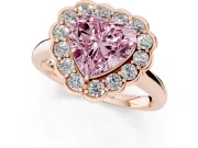 Heart-Shaped Scalloped Cluster Halo Engagement Ring Setting for a Fancy Pink Lab-Grown Diamond | Plain Band | Rose Gold