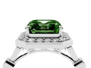 Asscher Cut Halo Engagement Ring Setting for a Fancy Green Lab-Grown Diamond | Bezel Station Shoulders | Platinum