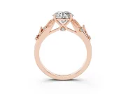 Round Leaf Motif Solitaire Engagement Ring Setting | Accented Leaves | Rose Gold