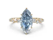 Marquise Graduated Solitaire Engagement Ring Setting for a Fancy Blue Lab-Grown Diamond | Yellow Gold