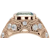 Asscher Cut Vintage Bezel Engagement Ring Setting for a Fancy Green Lab-Grown Diamond | Rose Gold