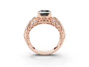 Asscher Cut Art Deco Graduated Engagement Ring Setting for a Black Center | Split Shank | Rose Gold