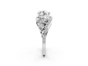 Heart Cut Diamond Halo Ring Set in Silver with Marquise and Pavé Band in Prong Setting