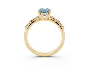 Oval Graduated Accent Engagement Ring Setting for a Fancy Blue Lab-Grown Diamond | Yellow Gold