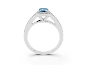 Emerald Cut Split Shank Halo Engagement Ring Setting for a Fancy Blue Lab-Grown Diamond | Platinum