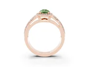 Pear-Shaped Halo Engagement Ring Setting for a Fancy Green Lab-Grown Diamond | Two-Row Pave Split Shank | Rose Gold