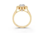 Cushion Cut Vintage Milgrain Bezel Cluster Halo Engagement Ring Setting | Plain Band | Yellow Gold