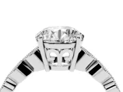 Round Cut Diamond Solitaire Ring Set in White gold with Infinity Twist Pavé Band