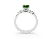 Fancy Green Radiant Cut Diamond Solitaire Ring Set in White gold with Marquise Twist Band and Prong Setting