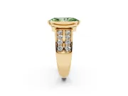 Marquise Half Bezel Engagement Ring Setting for a Fancy Green Lab-Grown Diamond | Double Row Channel Band | Yellow Gold
