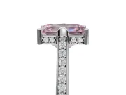 Emerald Cut Vintage Cathedral Engagement Ring Setting for a Fancy Pink Lab-Grown Diamond | Carved Band | Platinum