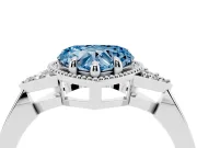 Fancy Blue Heart Cut Diamond Milgrain Solitaire Ring Set in Silver with Tapered Pavé Band and Prong Setting